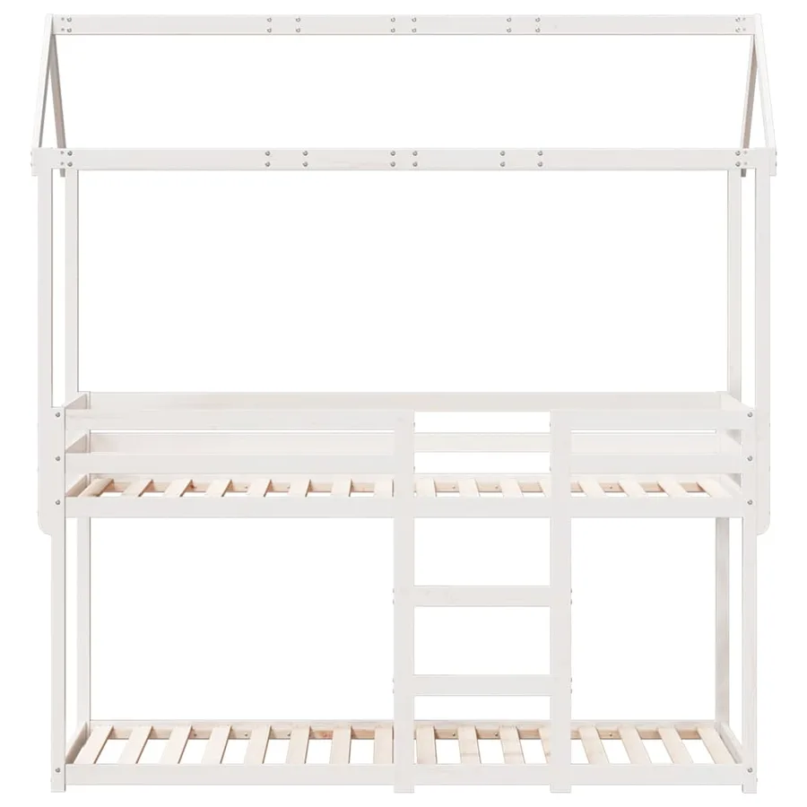 Lit superposé sans matelas blanc 90x200 cm bois de pin massif - 4