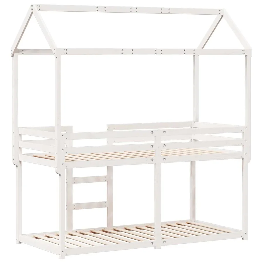 Lit superposé sans matelas blanc 90x200 cm bois de pin massif - 8