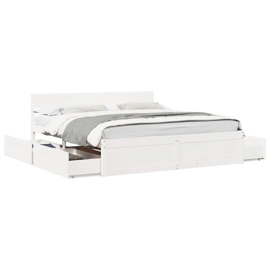 Cadre de lit sans matelas blanc 180x200 cm bois massif de pin - 2