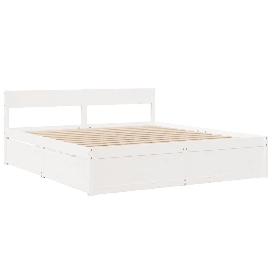 Cadre de lit sans matelas blanc 180x200 cm bois massif de pin - 3