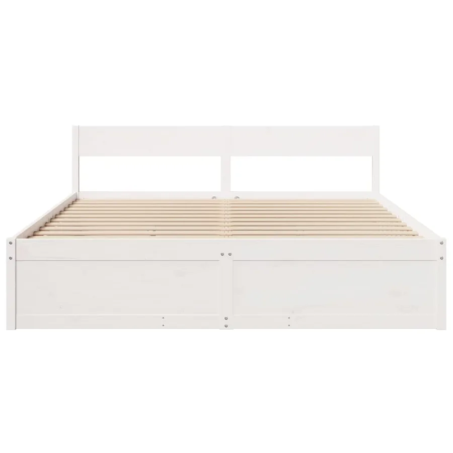 Cadre de lit sans matelas blanc 180x200 cm bois massif de pin - 4