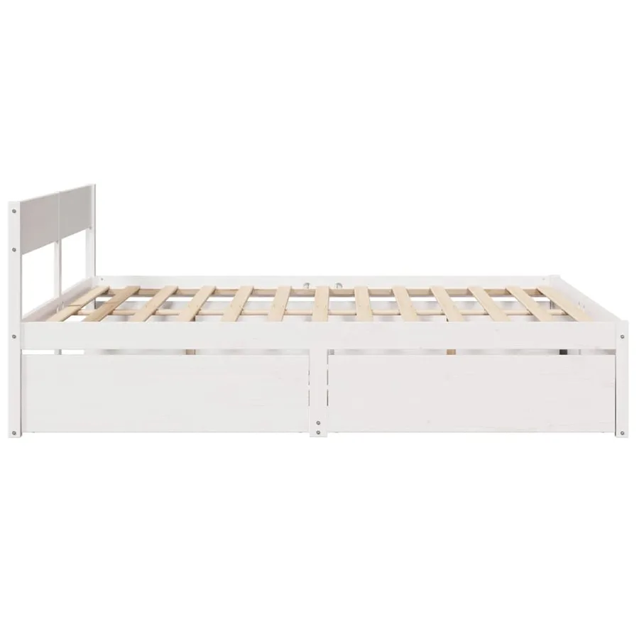 Cadre de lit sans matelas blanc 180x200 cm bois massif de pin - 5