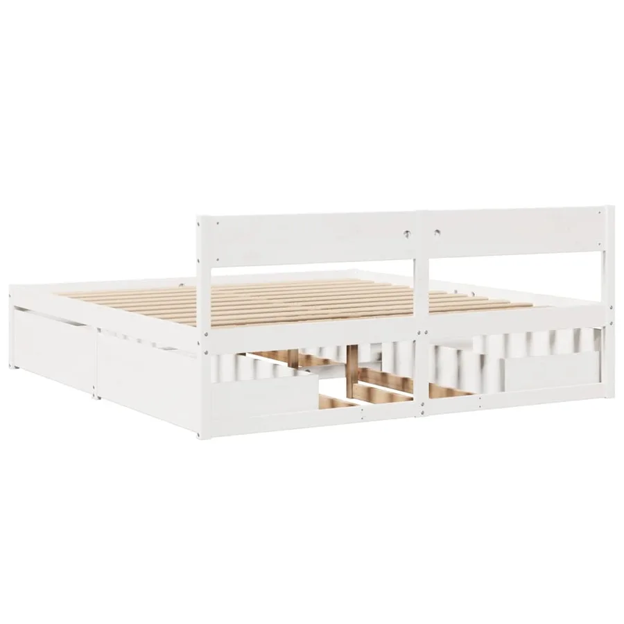 Cadre de lit sans matelas blanc 180x200 cm bois massif de pin - 6