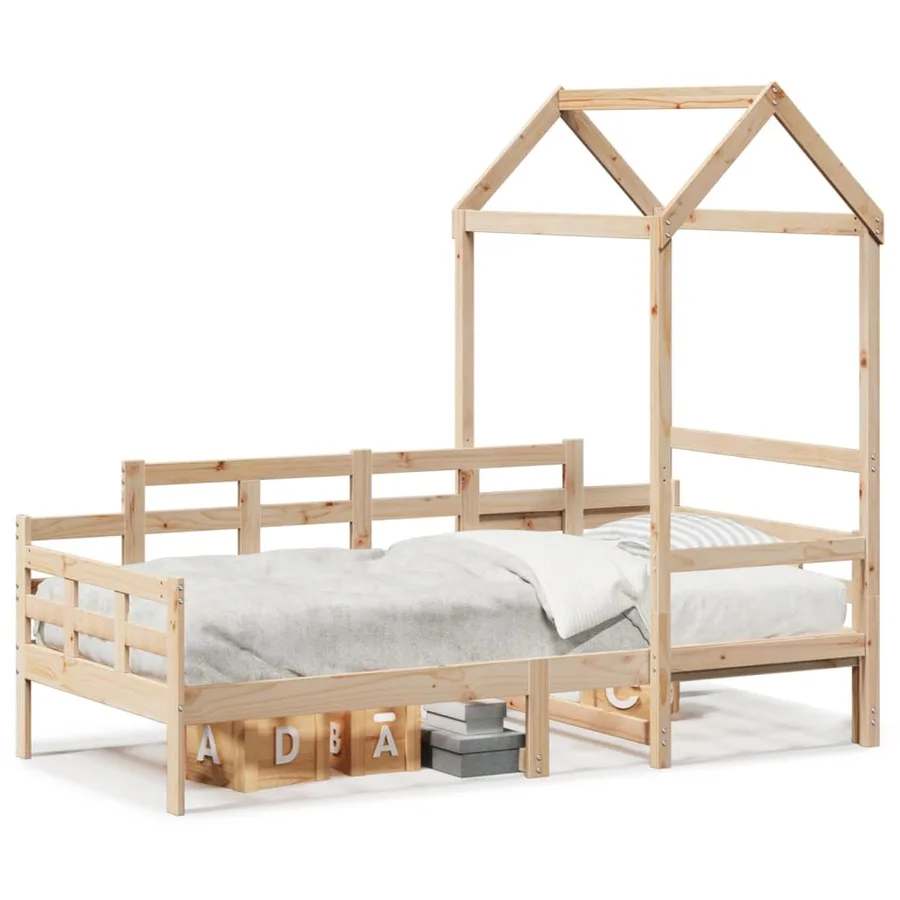 Lit de jour avec toit sans matelas 80x200 cm bois massif - 2