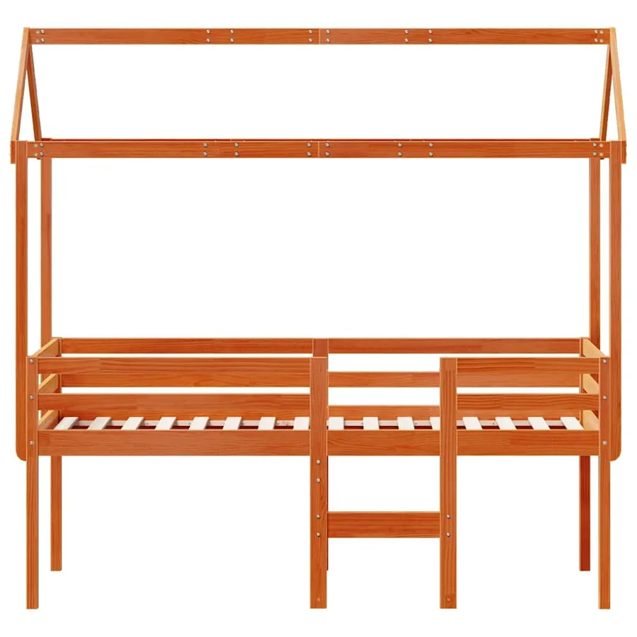 Lit haut sans matelas cire marron 75x190 cm bois de pin massif - 4