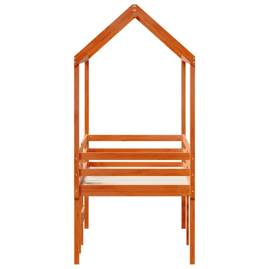 Lit haut sans matelas cire marron 75x190 cm bois de pin massif - 7
