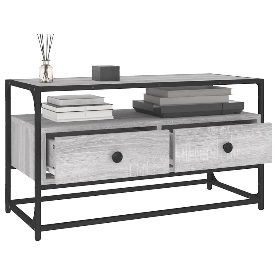 Meuble TV sonoma gris 80x35x45 cm bois d'ingénierie - 4