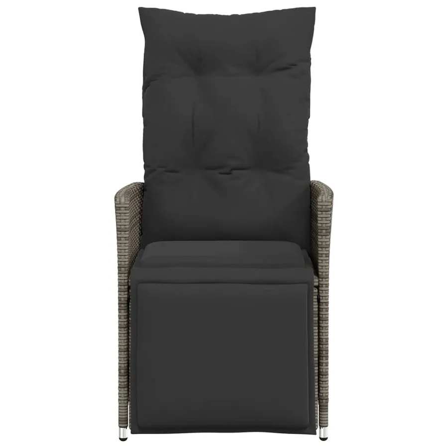 Chaises inclinables de jardin lot de 2 et coussins gris rotin - 4