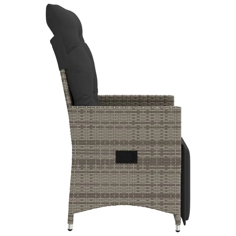Chaises inclinables de jardin lot de 2 et coussins gris rotin - 5