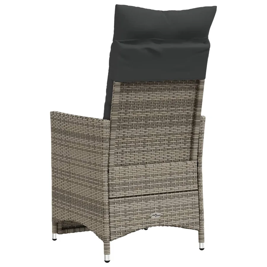 Chaises inclinables de jardin lot de 2 et coussins gris rotin - 6