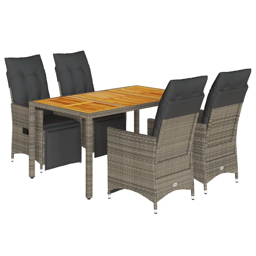 Ensemble de bistro de jardin 5 pcs coussins gris poly rotin - 2