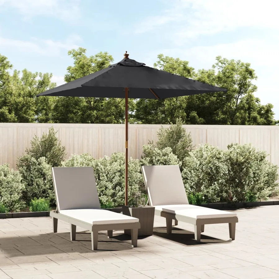Parasol de jardin avec mât en bois noir 198x198x231 cm
