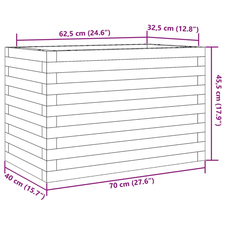 Jardinière 70x40x45,5 cm bois de pin massif - 10