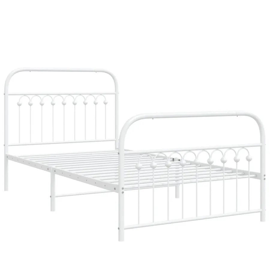 Cadre de lit métal sans matelas et pied de lit blanc 100x200 cm - 3