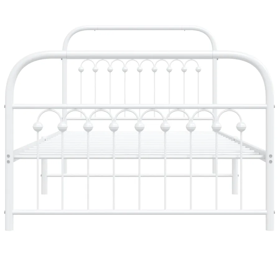 Cadre de lit métal sans matelas et pied de lit blanc 100x200 cm - 4