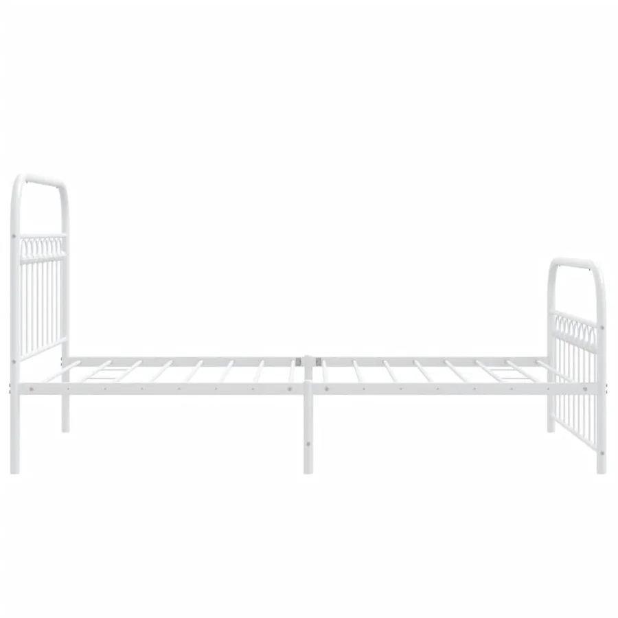 Cadre de lit métal sans matelas et pied de lit blanc 100x200 cm - 5