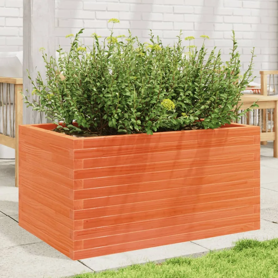 Jardinière cire marron 90x60x45,5 cm bois de pin massif - 3