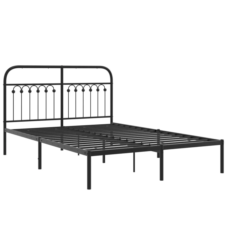 Cadre de lit métal sans matelas avec tête de lit noir 140x200cm - 3