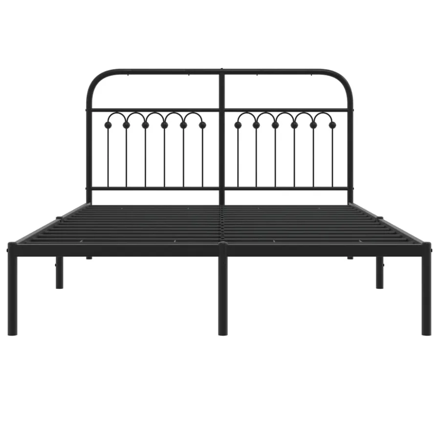 Cadre de lit métal sans matelas avec tête de lit noir 140x200cm - 4