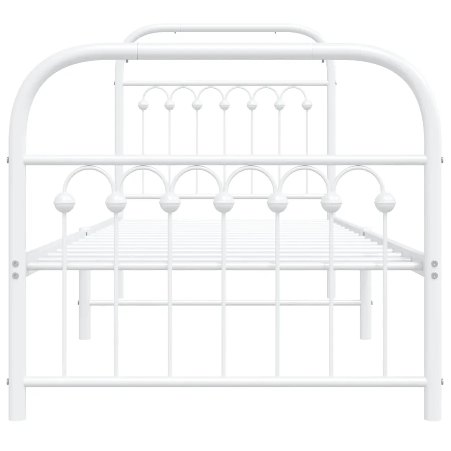 Cadre de lit métal sans matelas avec pied de lit blanc 75x190cm - 4