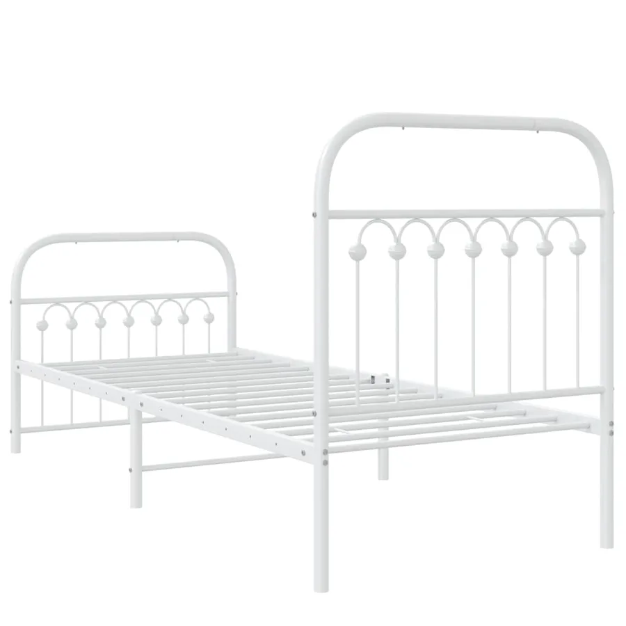 Cadre de lit métal sans matelas avec pied de lit blanc 75x190cm - 6