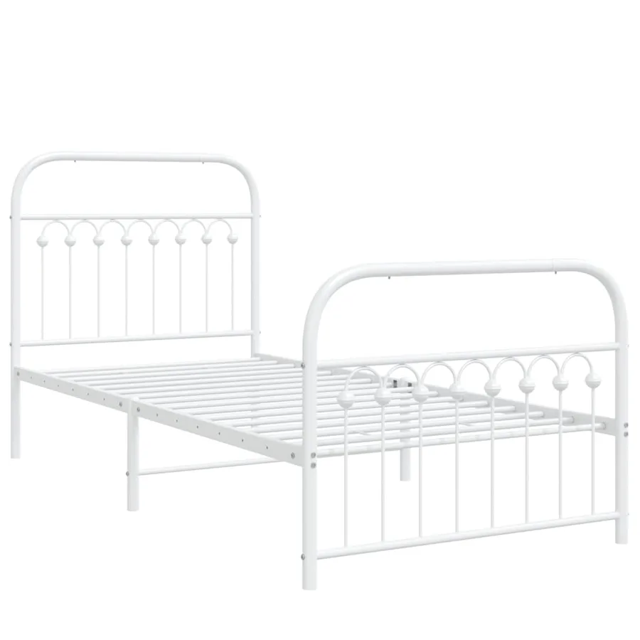 Cadre de lit métal sans matelas avec pied de lit blanc 90x200cm - 3