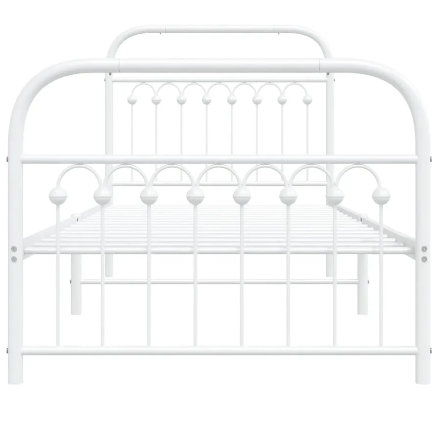 Cadre de lit métal sans matelas avec pied de lit blanc 90x200cm - 4