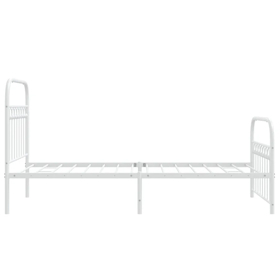 Cadre de lit métal sans matelas avec pied de lit blanc 90x200cm - 5