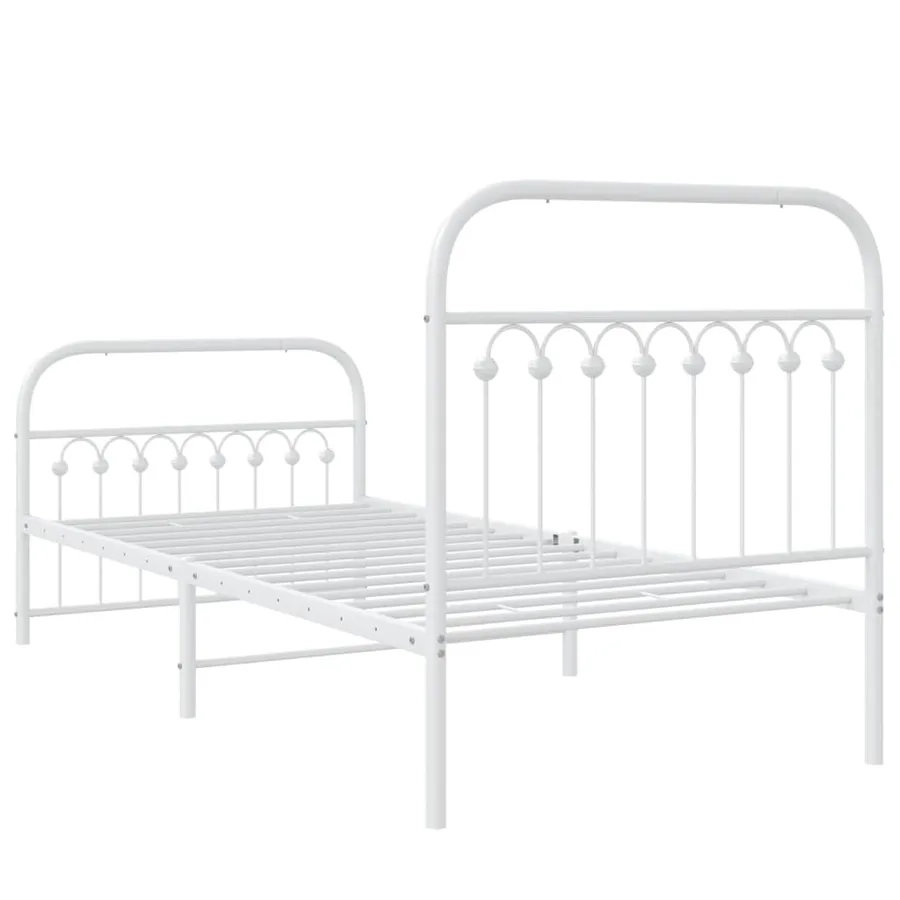 Cadre de lit métal sans matelas avec pied de lit blanc 90x200cm - 6