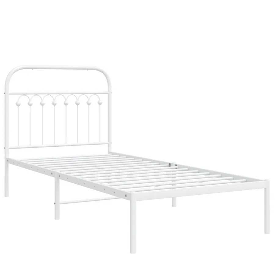 Cadre de lit métal sans matelas avec tête de lit blanc 90x190cm - 3