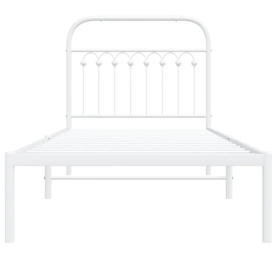 Cadre de lit métal sans matelas avec tête de lit blanc 90x190cm - 4