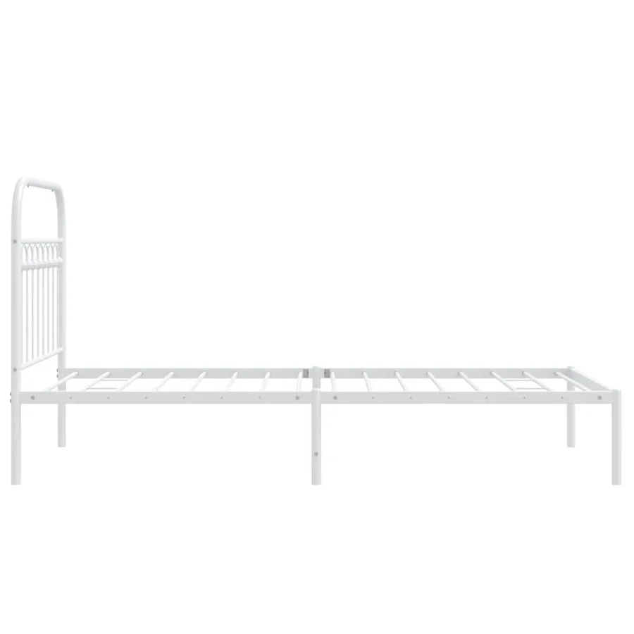 Cadre de lit métal sans matelas avec tête de lit blanc 90x190cm - 5