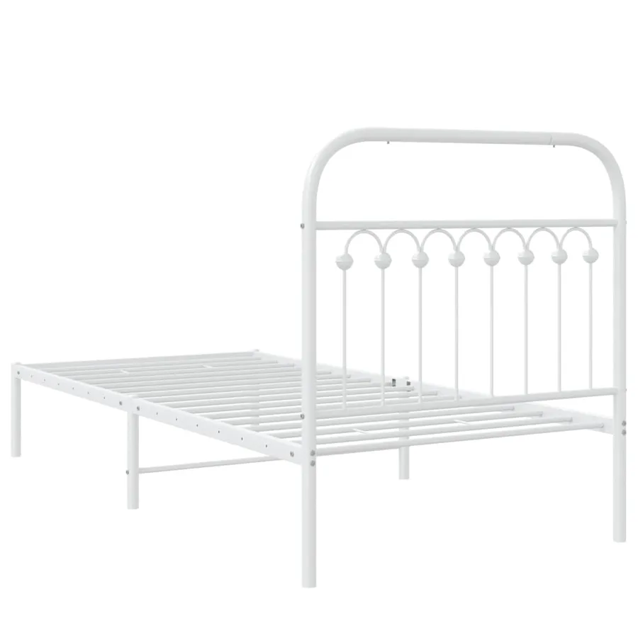 Cadre de lit métal sans matelas avec tête de lit blanc 90x190cm - 6