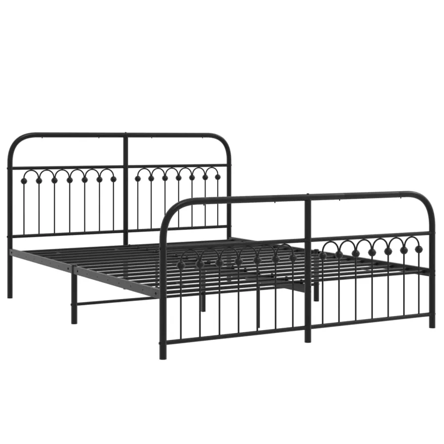 Cadre de lit métal sans matelas avec pied de lit noir 150x200cm - 3