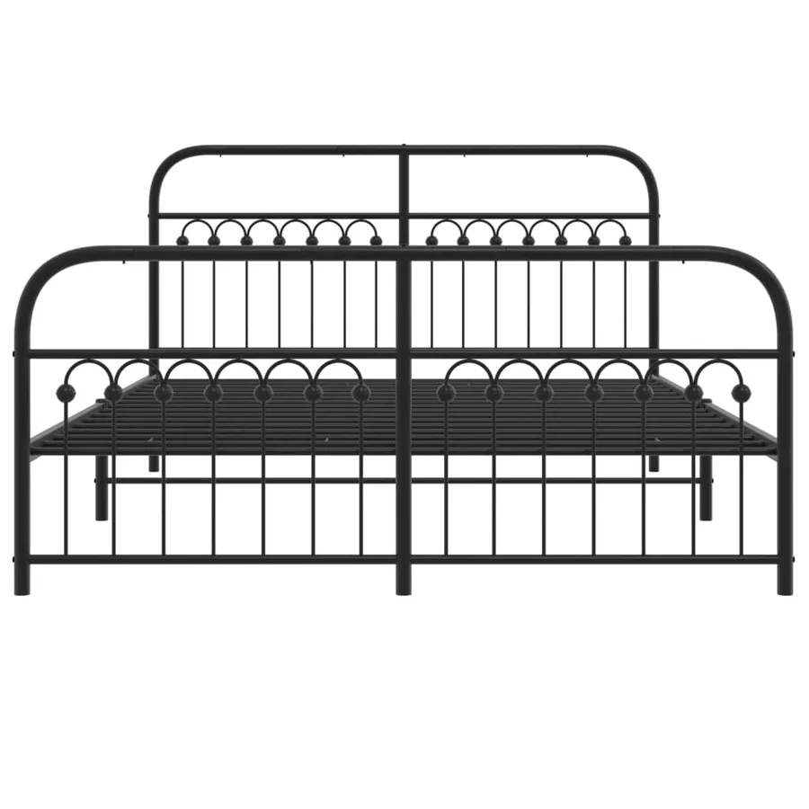 Cadre de lit métal sans matelas avec pied de lit noir 150x200cm - 4