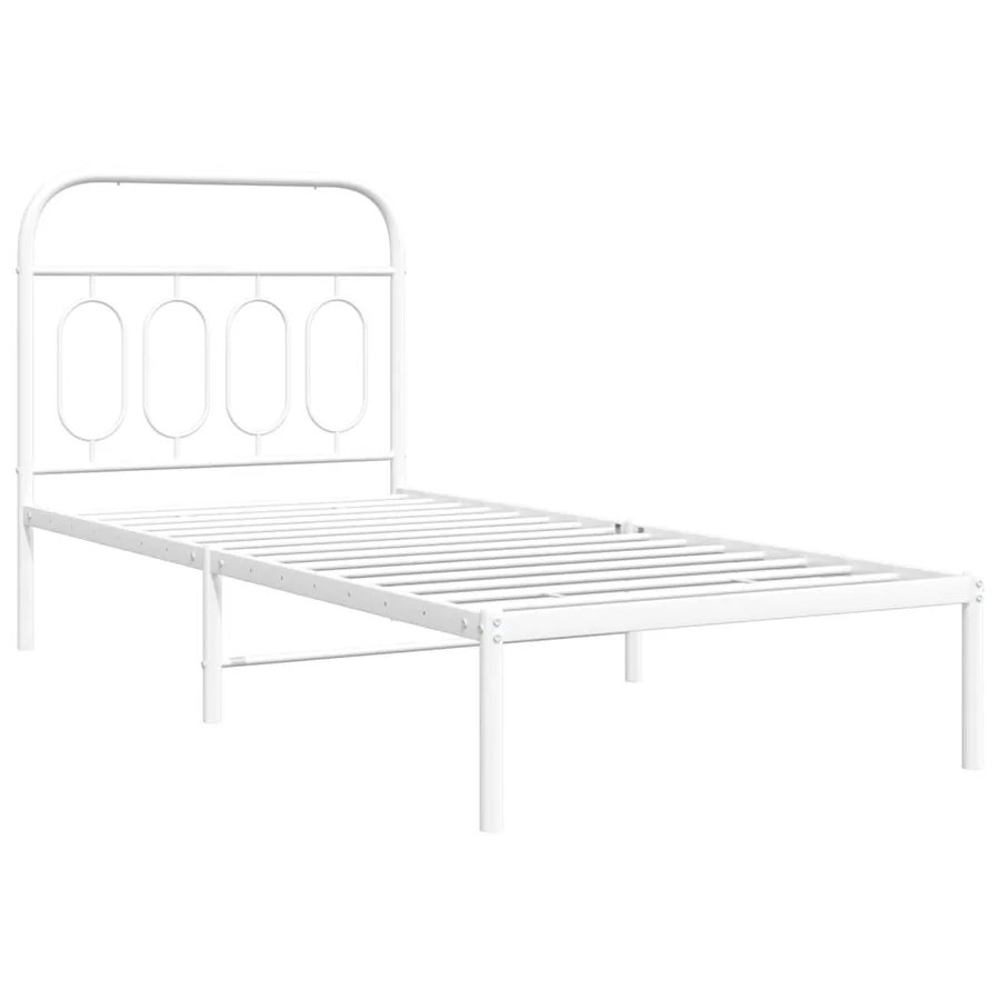 Cadre de lit métal sans matelas avec tête de lit blanc 80x200cm - 3