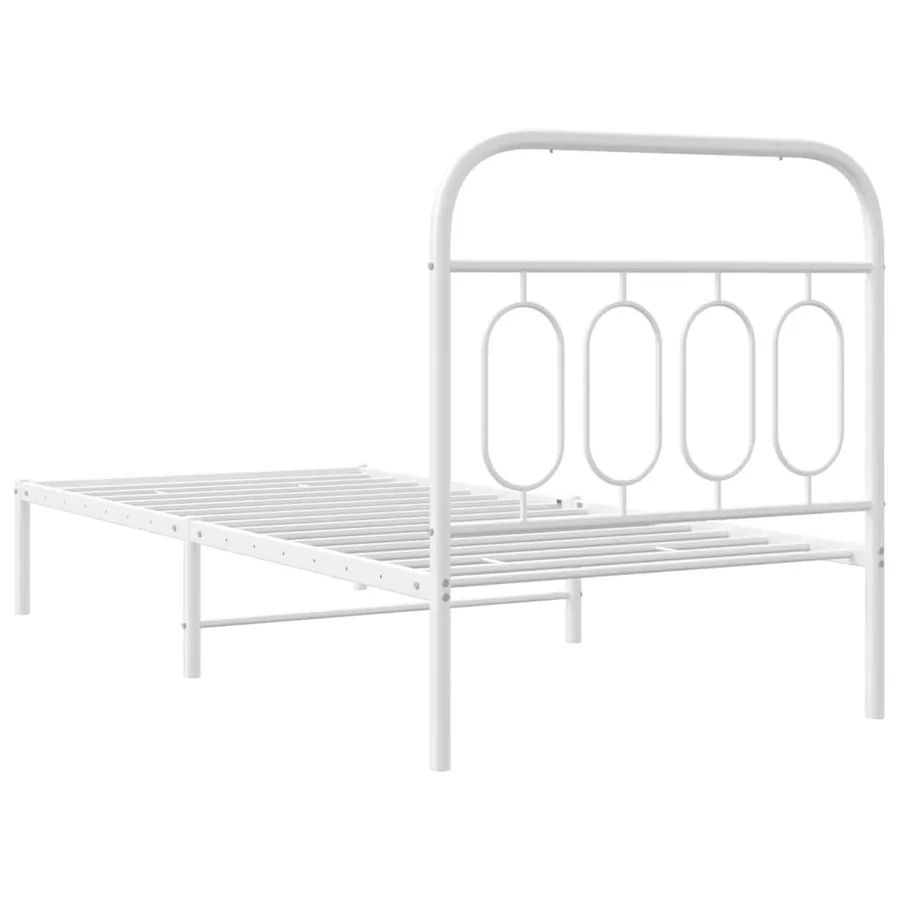 Cadre de lit métal sans matelas avec tête de lit blanc 80x200cm - 6