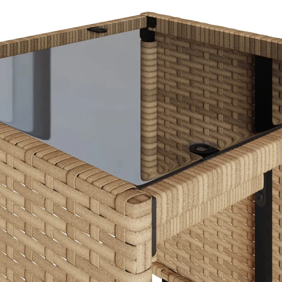 Salon de jardin avec coussins 4 pcs beige résine tressée - 9