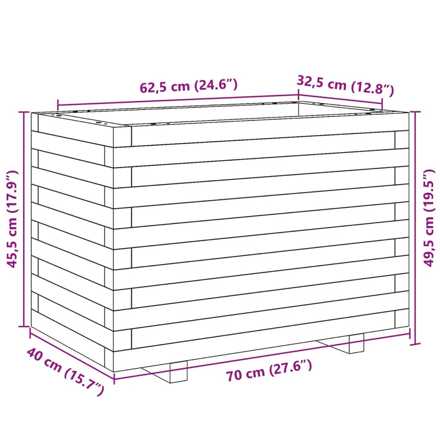 Jardinière 70x40x49,5 cm bois de pin imprégné - 10