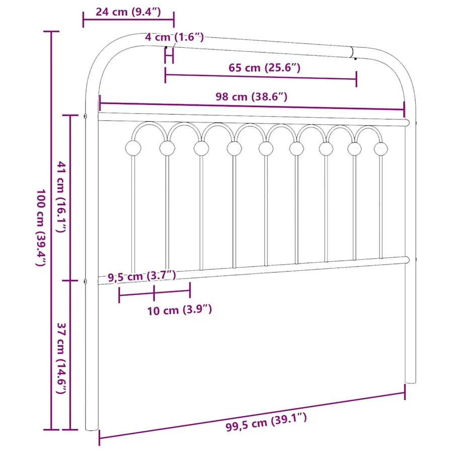 Tête de lit de remplacement métal noir 100 cm - 6