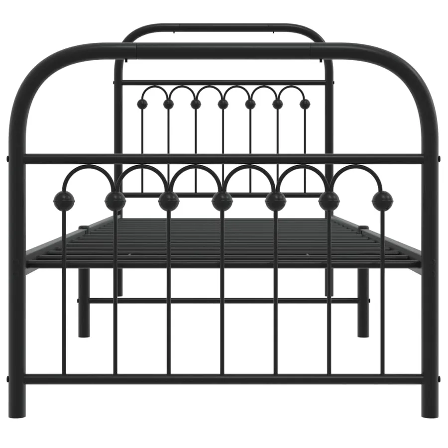 Cadre de lit métal sans matelas avec pied de lit noir 75x190 cm - 4