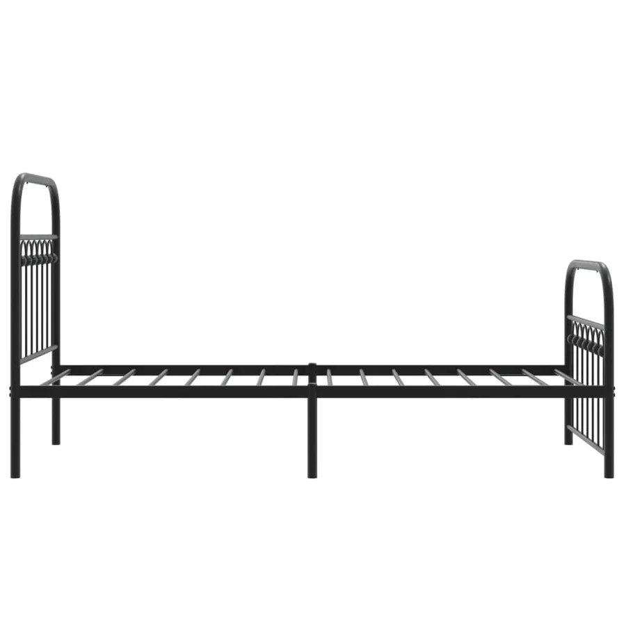 Cadre de lit métal sans matelas avec pied de lit noir 75x190 cm - 5