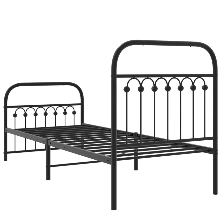 Cadre de lit métal sans matelas avec pied de lit noir 75x190 cm - 6