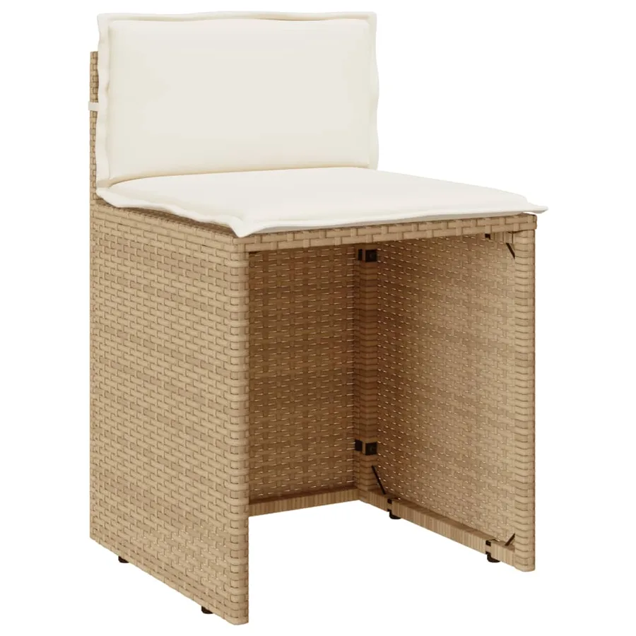 Ensemble de bistro 3 pcs avec coussins beige résine tressée - 5