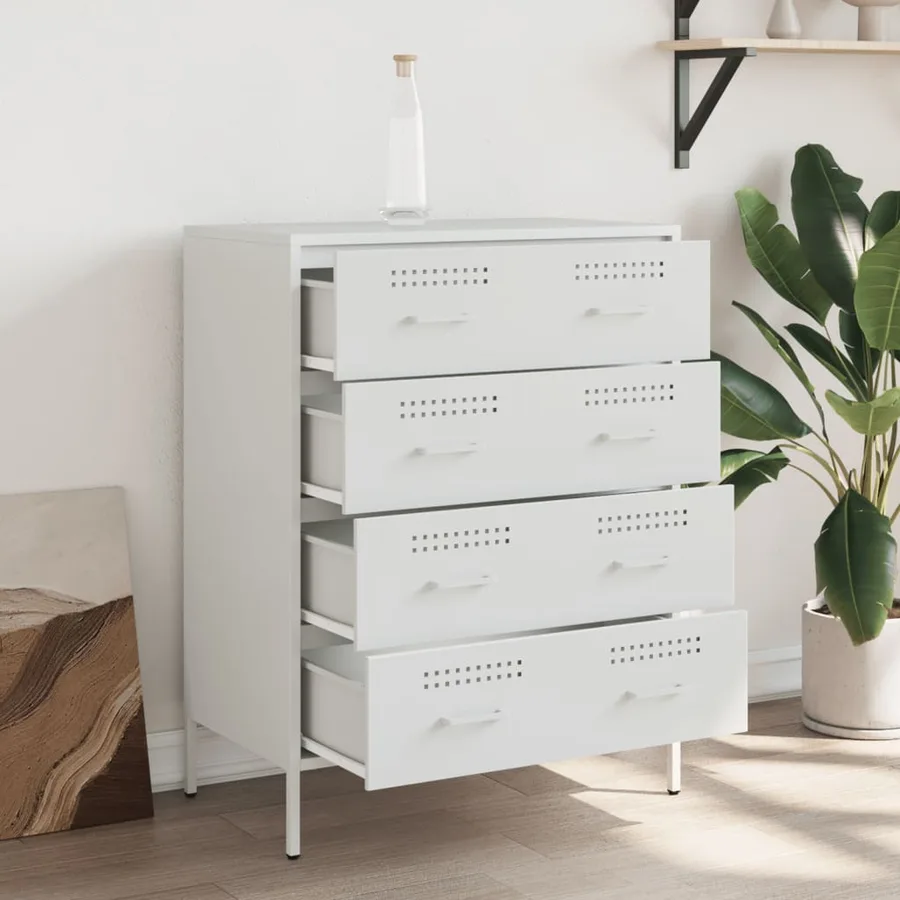 Buffet blanc 68x39x89 cm acier - 3