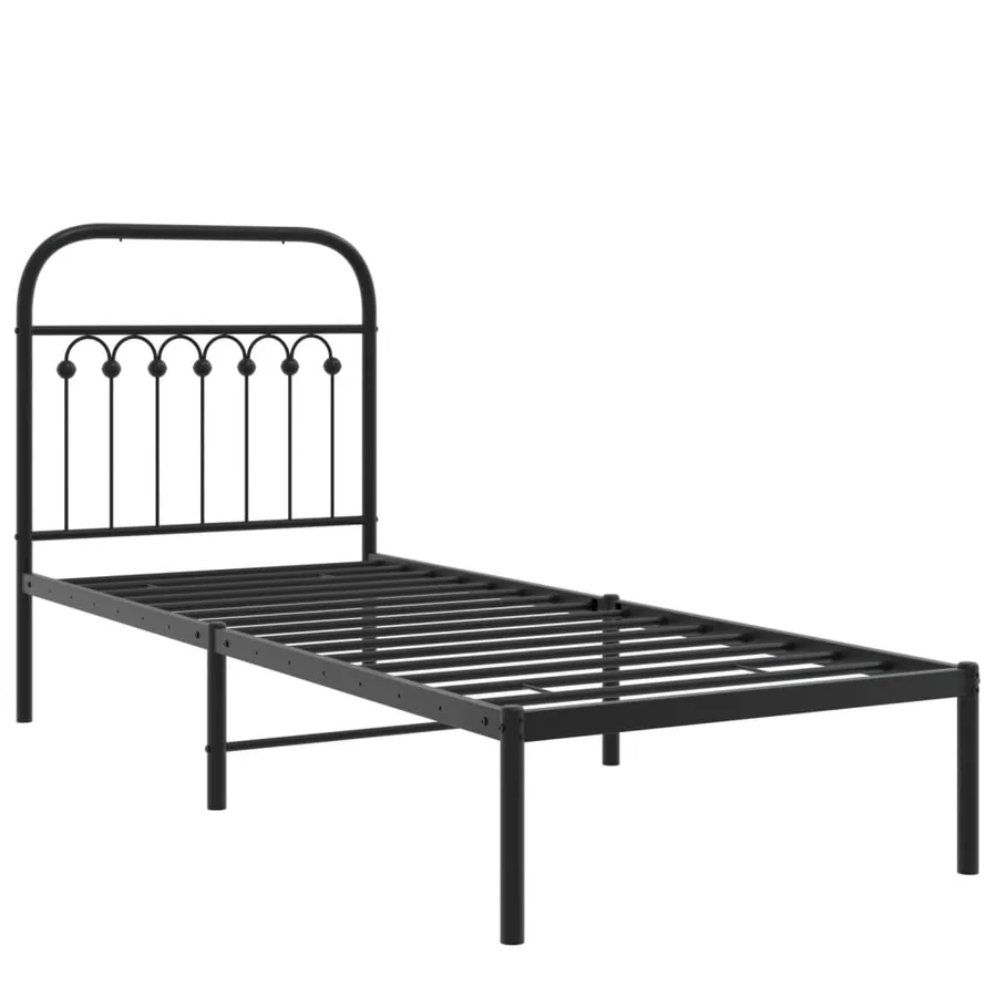 Cadre de lit métal sans matelas avec tête de lit noir 80x200 cm - 3