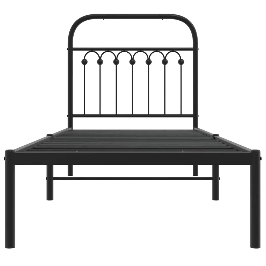Cadre de lit métal sans matelas avec tête de lit noir 80x200 cm - 4