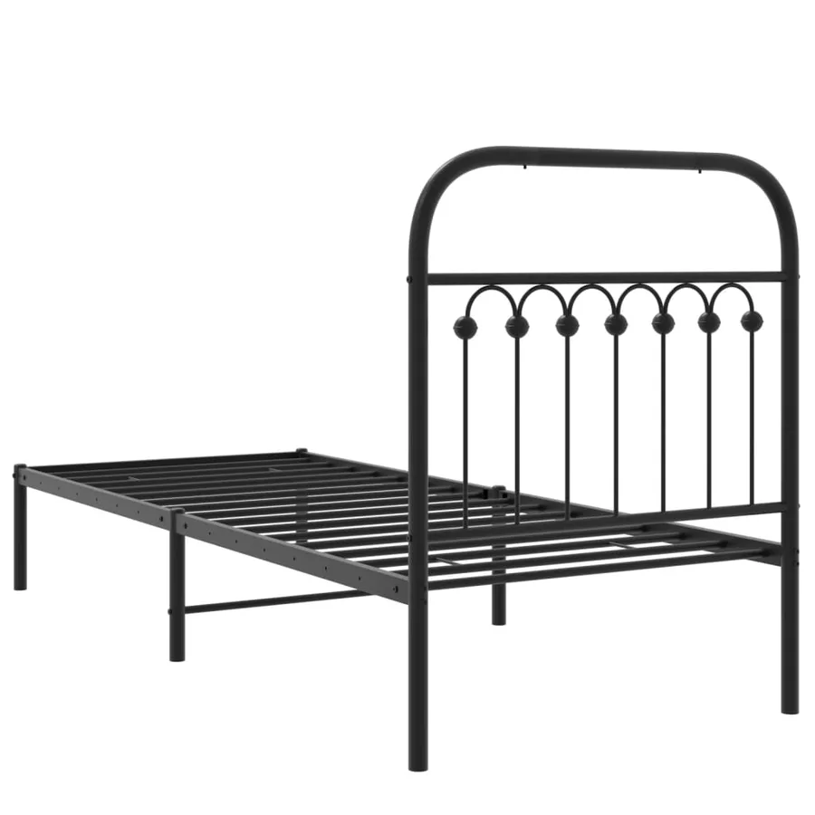 Cadre de lit métal sans matelas avec tête de lit noir 80x200 cm - 6