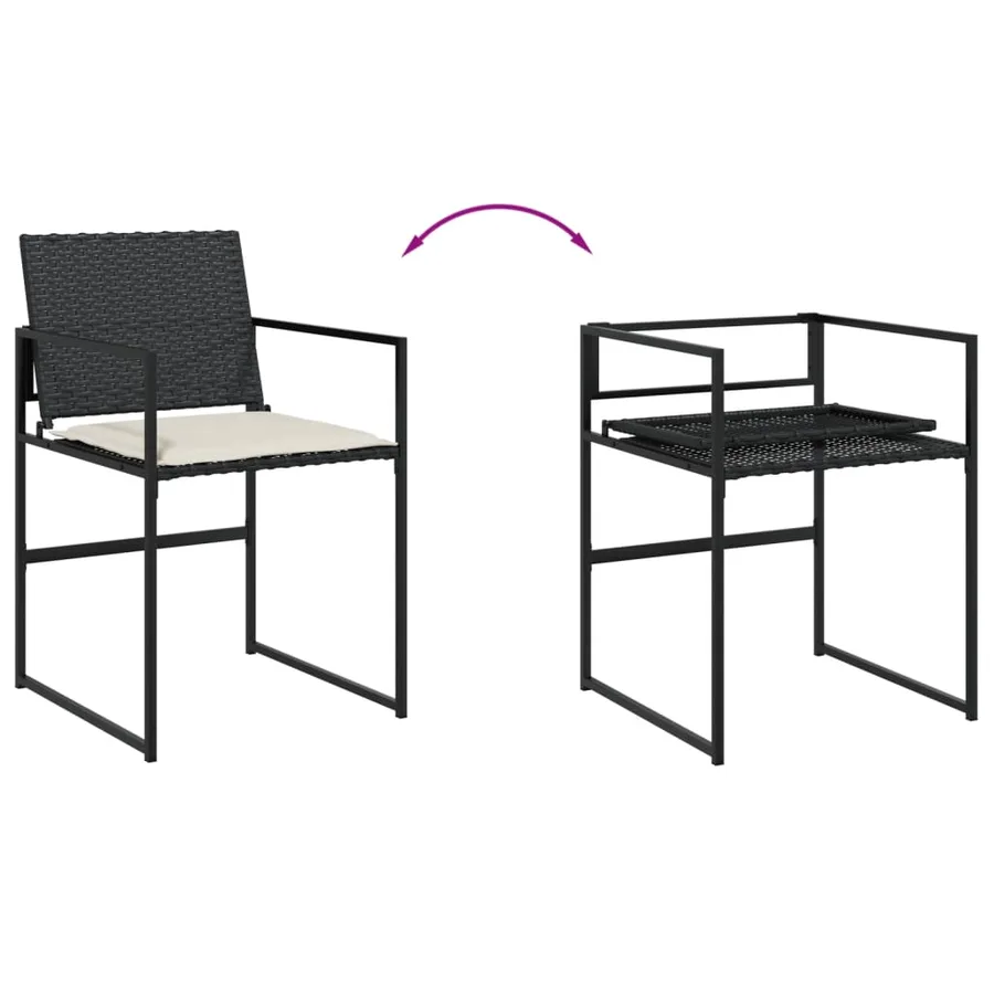 Ensemble à manger de jardin 9pcs coussins noir résine tressée - 10