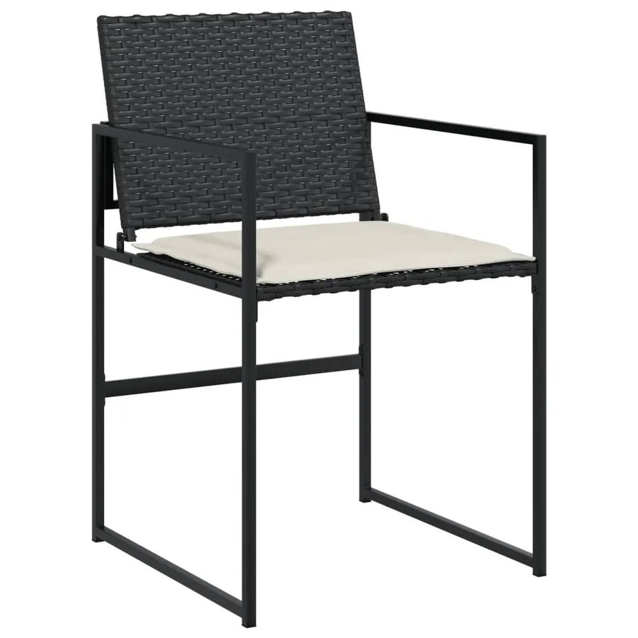 Ensemble à manger de jardin 9pcs coussins noir résine tressée - 4